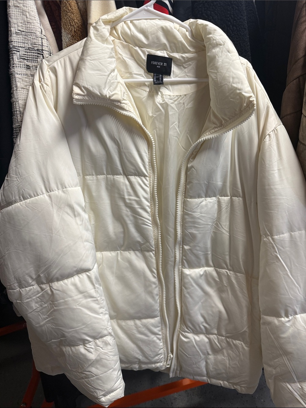 Forever 21 Men's Cream Puffer Jacket
